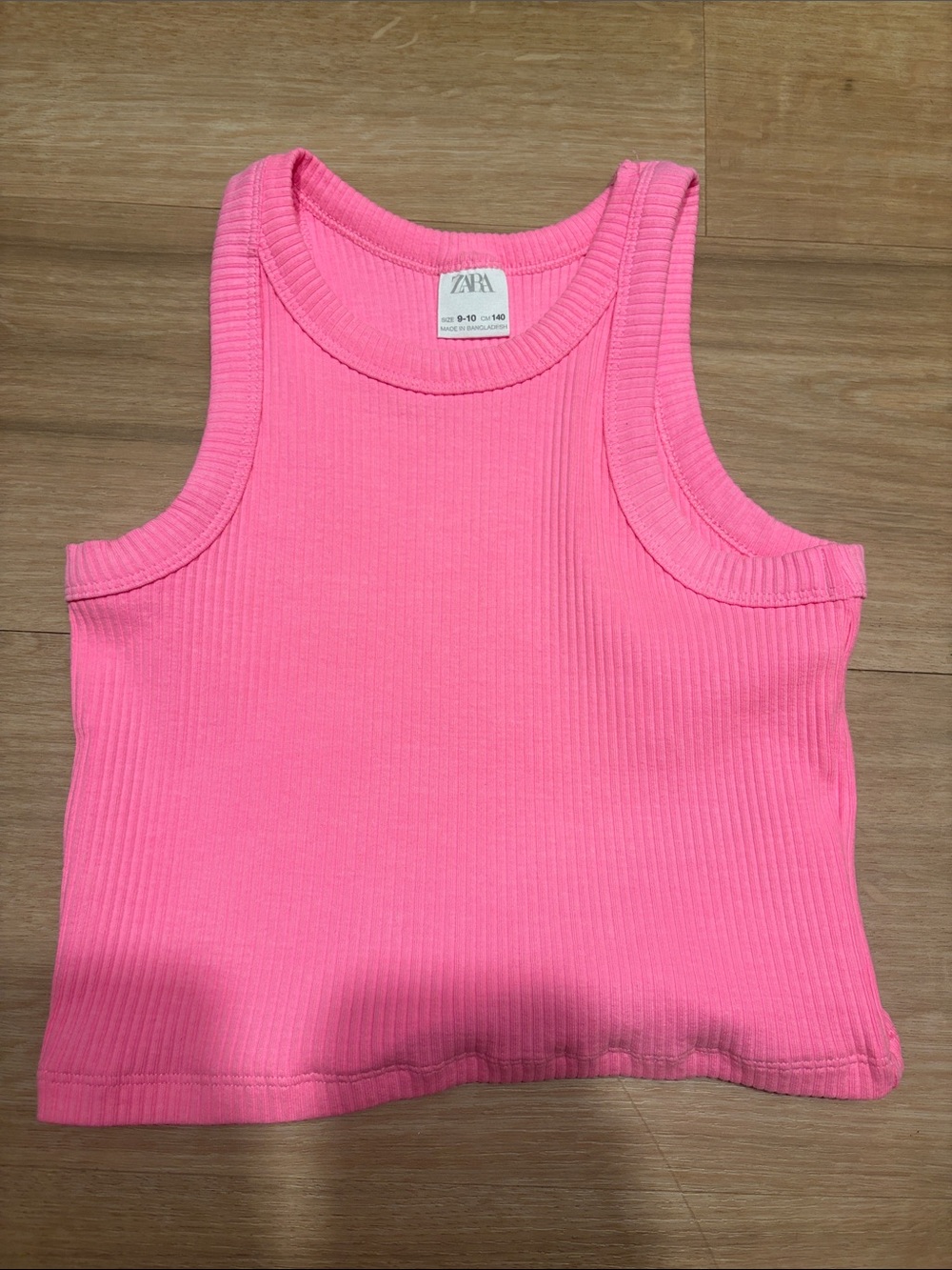 Zara Bright Pink Ribbed Tank Top for Kids